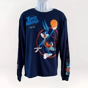 Space Jam Goons T Shirt Men XL Blue Long Sleeve 2-Sided Tune Squad